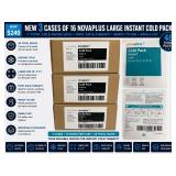 MSRP $216 3 NEW CASES OF 16 NOVAPLUS LARGE INSTANT COLD PACKS (6X9) 48 TOTAL COLD PACKS FOR FIRST AID AND THERAPY