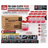 MSRP $300 NEW CASE PDI SANI-CLOTH PLUS GERMICIDAL WIPES, 12 CANISTERS (160 LG WIPES/CAN), MEDICAL-GRADE DISINFECTANT, FAST-KILL QUAT FORMULA FOR CLINICS, DENTAL, VET, EMS & HEALTHCARE FACILITIES, 