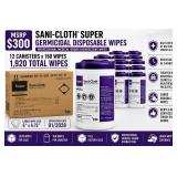 MSRP $300 PDI SANI-CLOTH SUPER GERMICIDAL DISPOSABLE WIPES CASE, 12 CANISTERS X 160 WIPES (1,920 TOTAL), LARGE WIPES, HOSPITAL-GRADE DISINFECTANT, FAST 2-MINUTE BACTERICIDAL VIRUCIDAL CLEANING, MEDICA