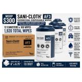 MSRP $300 PDI SANI-CLOTH AF3 GERMICIDAL WIPES CASE, 12 CANS X 160 WIPES EA, LARGE 6" X 6.75" LOW-ALCOHOL DISINFECTANT WIPES, HOSPITAL-GRADE CLEANER FOR SENSITIVE EQUIPMENT & SURFACES, MEDICAL DENT