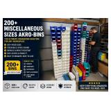 MSRP $500 ASSORTED LOT OF INDUSTRIAL STORAGE BINS, 200+ STACKABLE & HANGING MODULAR AKRO-BINS, ASSORTED SIZES & COLORS, PROFESSIONAL WAREHOUSE/FACILITY STORAGE! EXCELLENT CLEAN CONDITION!