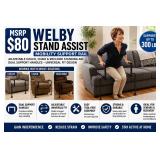 MSRP $80 WELBY STAND ASSIST MOBILITY SUPPORT RAIL, ADJUSTABLE COUCH CHAIR & RECLINER STANDING AID, DUAL SUPPORT HANDLES, UNIVERSAL FIT DESIGN, SUPPORTS UP TO 300 LBS, EASY TOOL-FREE ASSEMBLY