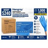 MSRP $240 CASE HONGRAY DISPOSABLE VINYL/NITRILE BLEND EXAMINATION GLOVES, 1,000 TOTAL GLOVES (10 BOXES X 100), XL SIZE, LATEX-FREE, POWDER-FREE, AMBIDEXTROUS, NON-STERILE MEDICAL & INDUSTRIAL USE,