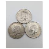 90% Silver 1964 Kennedy Half Dollars (Lot of 3)