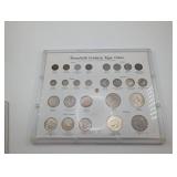 Twentieth Century Type Coins Display Board