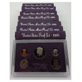 US Mint Proof Sets 1985 1989 1990 1991 1992 (Lot of 8)