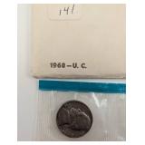 1968 U.C. United States Mint Coin Set Envelope 40% Silver Half Dollar