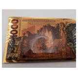 24K Gold Aurum American Bison 1000 Milligram Note