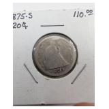 Antique 1875-S Seated Liberty 20 Cent Piece