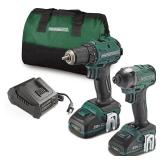 $189 Masterforce  Ultra Compact 20-Volt Brushless Cordless 1/2" Drill & 1/4" Impact Driver Combo Kit