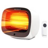 Small Space Heater with Magnetic Remote, White - 1200W PTC Fast Heating, Overheat and Tip-Over Protection, for Bedroom Office Desk Use