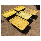 Variety (5) Black/Yellow Plastic Totes - Appear Good