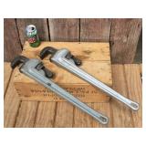 (2) RIDGID 824 Aluminum 24" Pipe Wrenches - Good Teeth