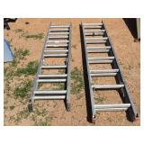 2 Aluminum Extension Ladders 11 Ft + 16 Ft - Decent