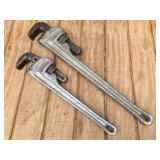 (2) RIDGID Aluminum Pipe Wrenches 18" + 24" Good Teeth