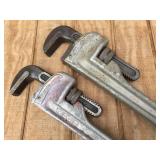 (2) RIDGID Aluminum Pipe Wrenches 18" + 24" Good Teeth