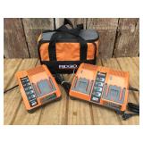 (2) RIDGID Battery Chargers + Tool Bag