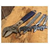 (4) Adjustable Wrenches 6" - 8" - 10" - 12" Good