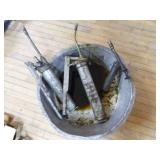 3 Grease Guns and Oil Pan