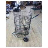 Wire Leaf Basket on 2-Wheel Cart