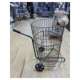 Wire Leaf Basket on 2-Wheel Cart