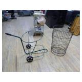 Wire Leaf Basket on 2-Wheel Cart