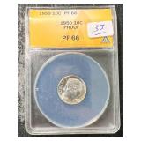 1950 US PROOF ROOSEVELT DIME ANACS PF66
