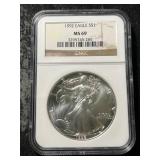 1992 AMERICAN SILVER EAGLE NGC MS69