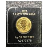 2023 CANADIAN MAPLE LEAF 1 GRAM .9999 FINE GOLD