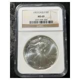 1993 AMERICAN SILVER EAGLE NGC MS69