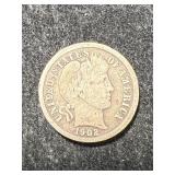 1902 US BARBER DIME