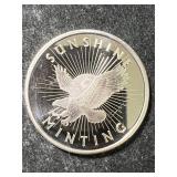 1 TROY OZ .999 FINE SILVER SUNSHINE MINTING ROUND
