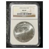 1995 AMERICAN SILVER EAGLE NGC MS69