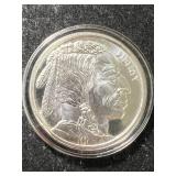 1 TROY OZ .999 FINE SILVER BUFFALO INDIAN ROUND IN AIRTITE