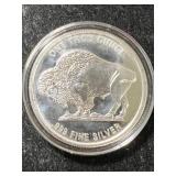 1 TROY OZ .999 FINE SILVER BUFFALO INDIAN ROUND IN AIRTITE