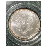 2002 AMERICAN SILVER EAGLE 1 TROY OZ .999 FINE SILVER IN CASE