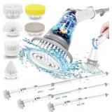 Lefree Electric Spin Scrubber, Electric Scrubber for Cleaning with 6 Replaceable Brush Heads, 2 Adjustable Speeds, 3 Adjustable Angles,Power Battery Upgrade, Portable for Cleaning Tile, Floor,Tub,Car