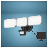 2 PACK Patriot Lighting  Black Solar Powered LED Tri Head Motion Sensor Security Flood Light