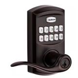 $120 917 SmartCode Venetian Bronze Keypad Electronic Single-Cylinder Tustin Door Lever Featuring SmartKey Security