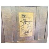 Antique Wood and Cloth Folding 3 Panel Room Divider/Privacy Screen