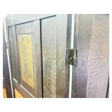 Antique Wood and Cloth Folding 3 Panel Room Divider/Privacy Screen