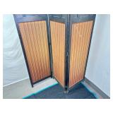 Antique Wood and Cloth Folding 3 Panel Room Divider/Privacy Screen