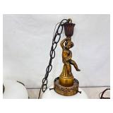 Vintage Cherub Figural Hanging Ceiling Lamp
