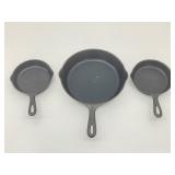 Set of 3 Cast Iron Wagner Skillets/Fry Pans