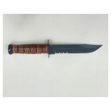 NEW K-Bar USMC Fixed Blade Fighting Knife, and a Vintage Stag Horn Fixed Blade Knife