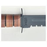 NEW K-Bar USMC Fixed Blade Fighting Knife, and a Vintage Stag Horn Fixed Blade Knife