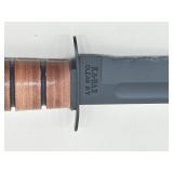 NEW K-Bar USMC Fixed Blade Fighting Knife, and a Vintage Stag Horn Fixed Blade Knife