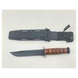 NEW K-Bar USMC Fixed Blade Fighting Knife, and a Vintage Stag Horn Fixed Blade Knife