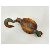 Antique Upton Wilton Wood Block and Tackle Pulley