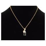.925 Sterling Silver Alexandrite Crystal Vermeil Pendant Necklace